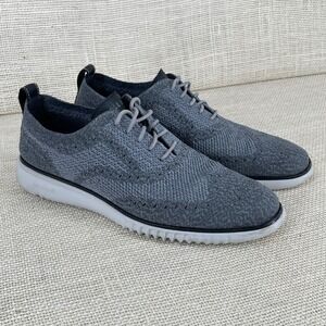 Cole Haan Zerogrand Stitchlite Wingtip Oxford Mens 10 Grey Knit Sneakers C27565